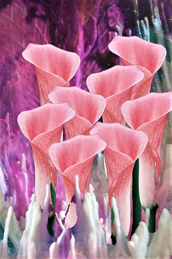 Blush Colored Calla Lilies Mixed Media by Mary Poliquin - Policain Creations