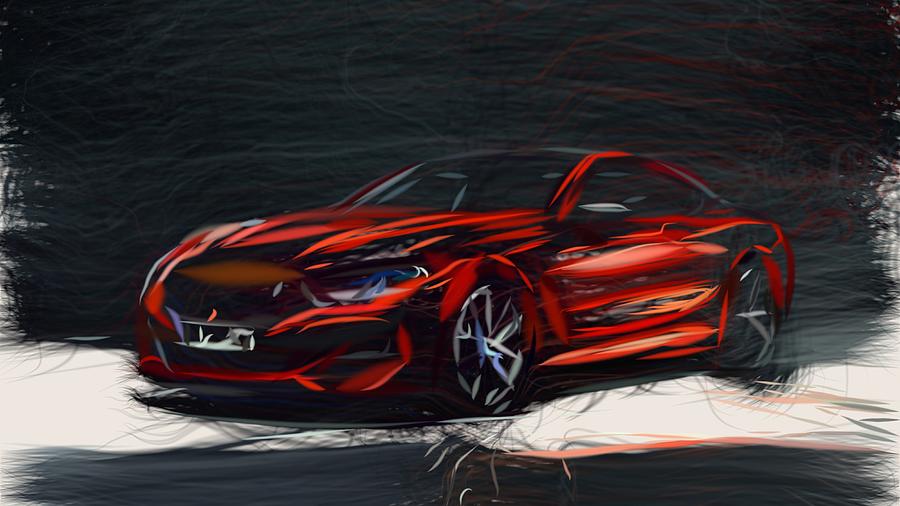 BMW 8 Series Coupe Drawing Digital Art by CarsToon Concept