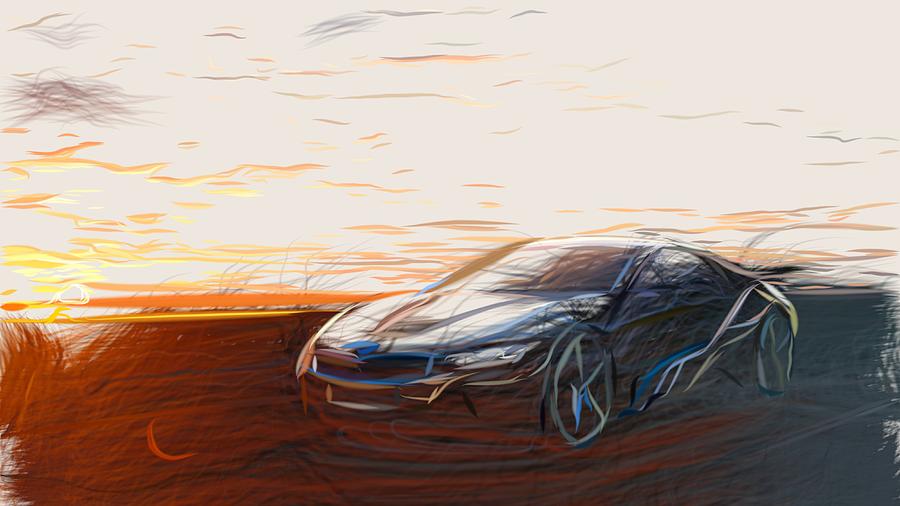 BMW i8 Draw Digital Art by CarsToon Concept