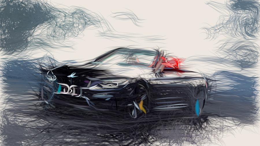BMW M4 Convertible Drawing Digital Art by CarsToon Concept