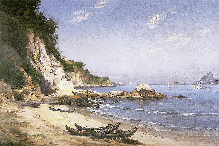 Boa Viagem Beach, Niteroi Painting by Hipolito Boaventura Caron