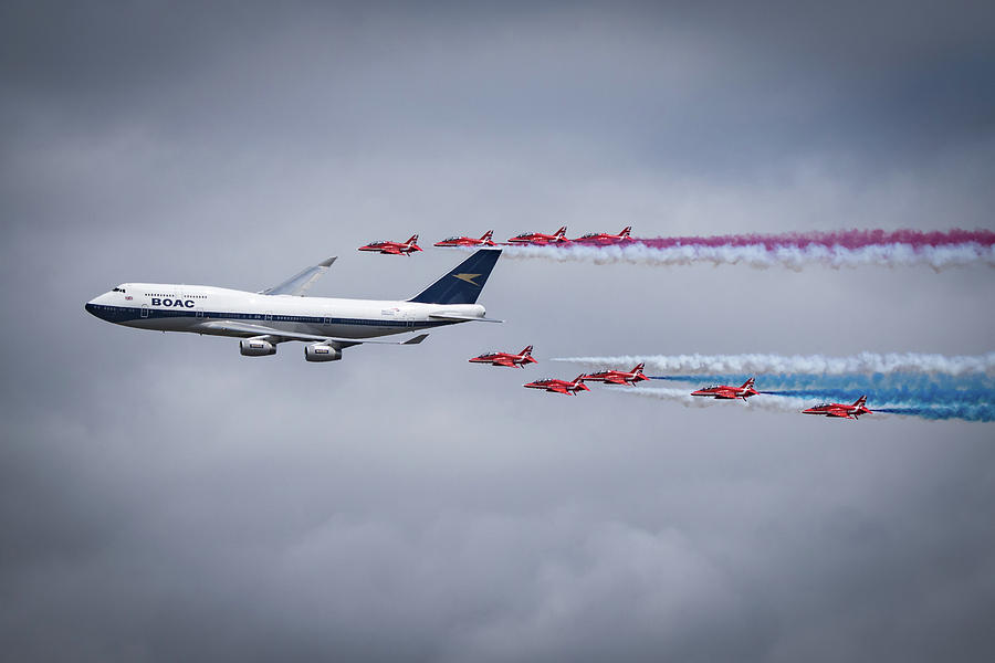 Boac Boeing 747 And The Red Arrows Photograph