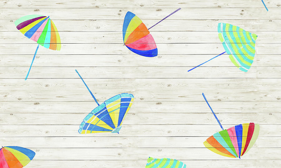 Umbrella Painting - Boardwalk Beach Umbrellas Pattern by South Social D