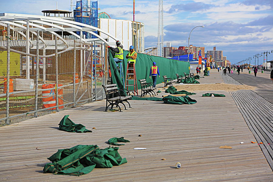 Boardwalk Coney Island Hurricane Sandy 2012  Photograph by Chuck Kuhn