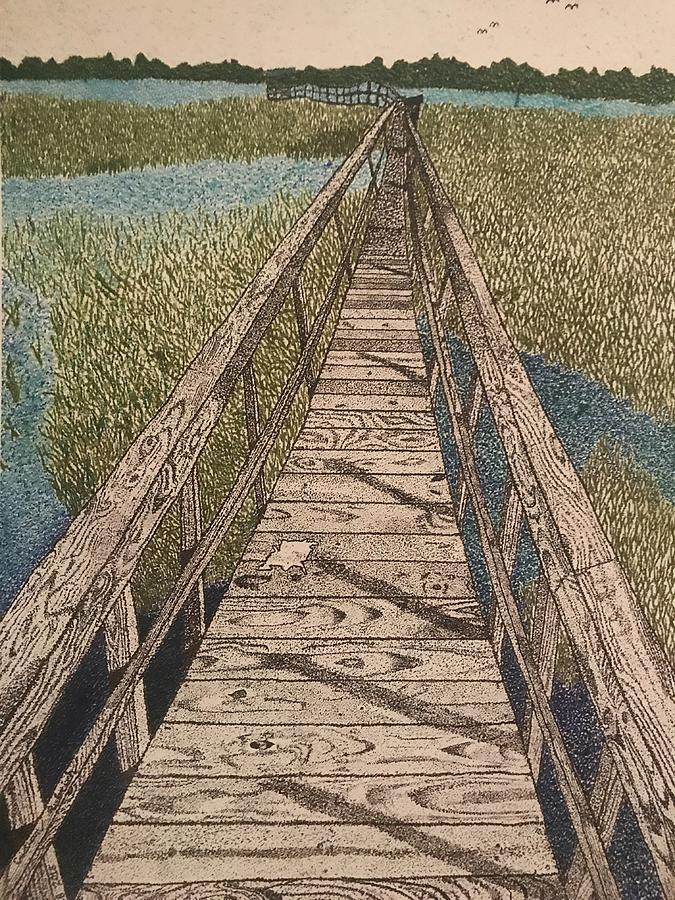 Boardwalk of Memory Lane Drawing by Cristian Rubcich