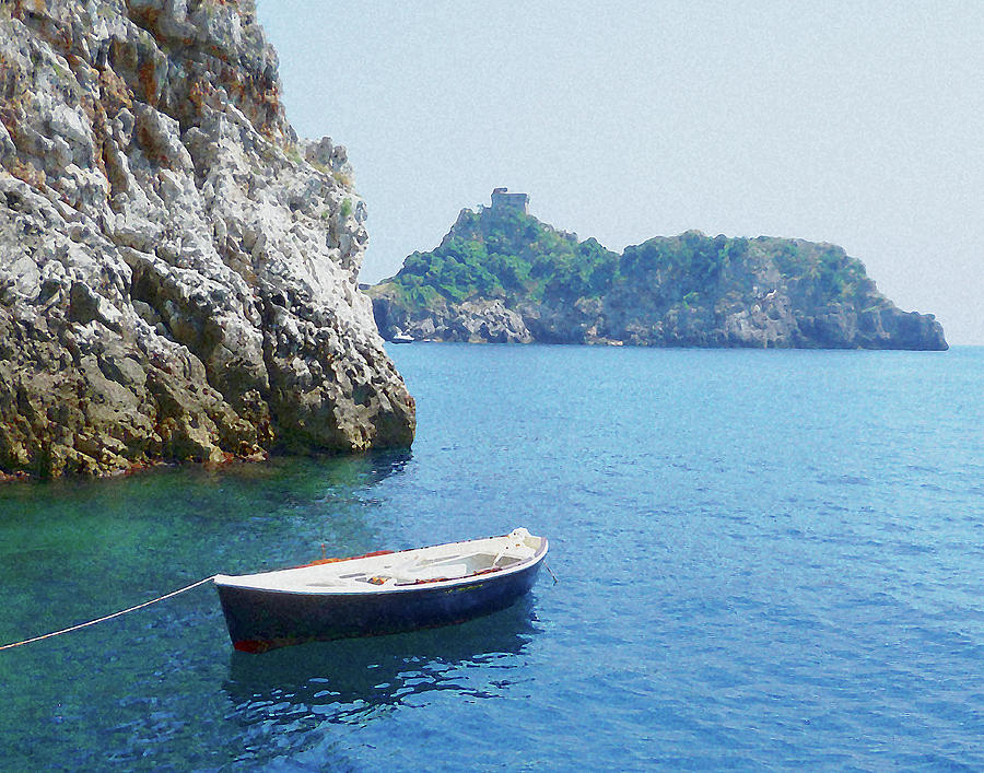Boat At Grotto Emeraldo Amalfi Coast Italy  Photograph by Irina Sztukowski
