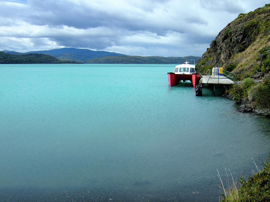 Boat At Torres Del Paine Photograph by Thomas Davis