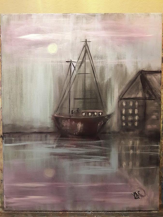 Boat By The Dock Painting