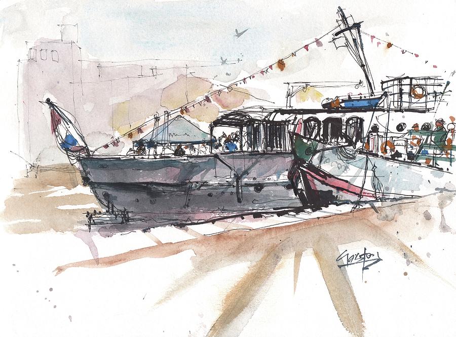 Boat Docked in Amsterdam Painting by Gaston McKenzie