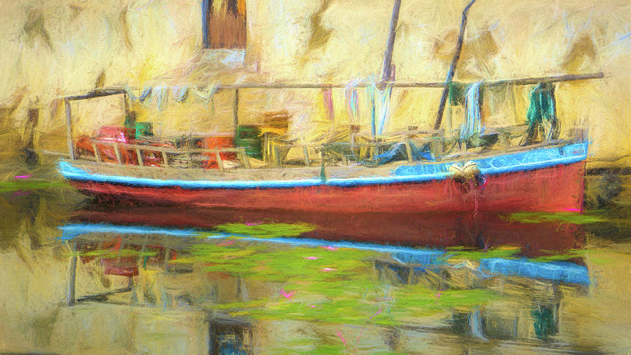 Boat Docked with Reflection Digital Art by Jason Fink