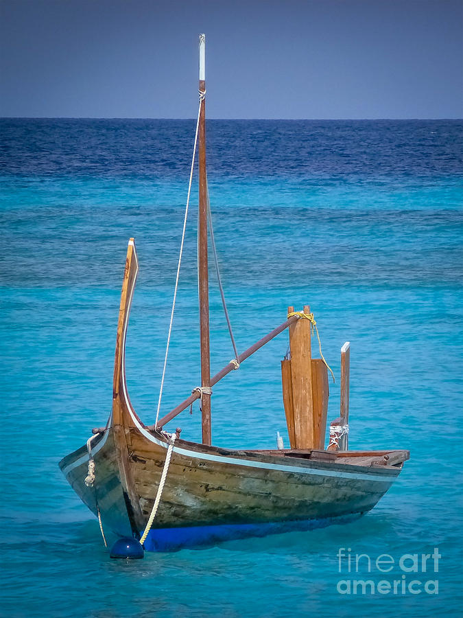 Nature Digital Art - Boat in the Blue by Eric Nagel