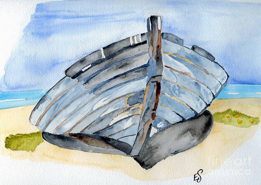 Boat on beach Painting by Eva Ason