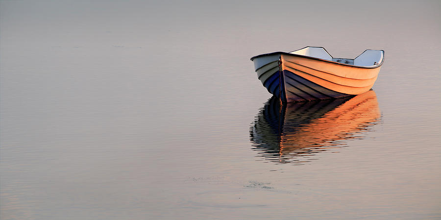 Boat On Lake At Sunset Photograph by Avtg