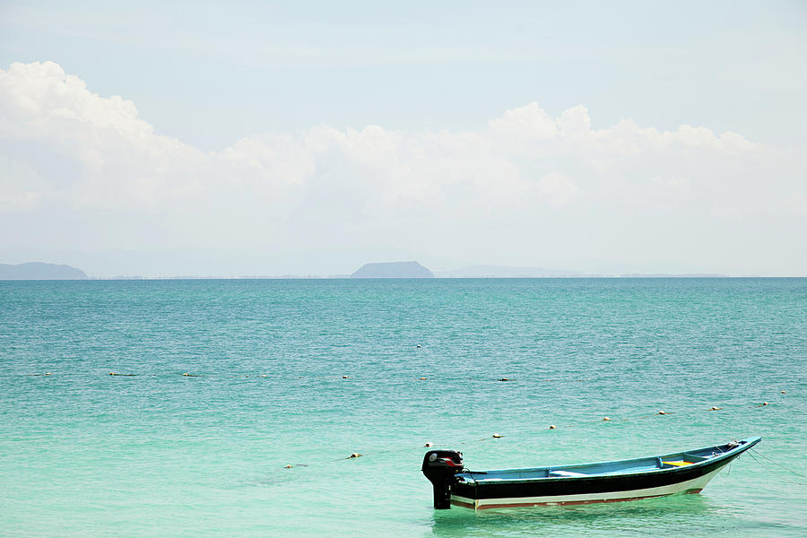 Paradise Digital Art - Boat On The Ocean, Perhentian Islands, Malaysia by Janeycakes Photos