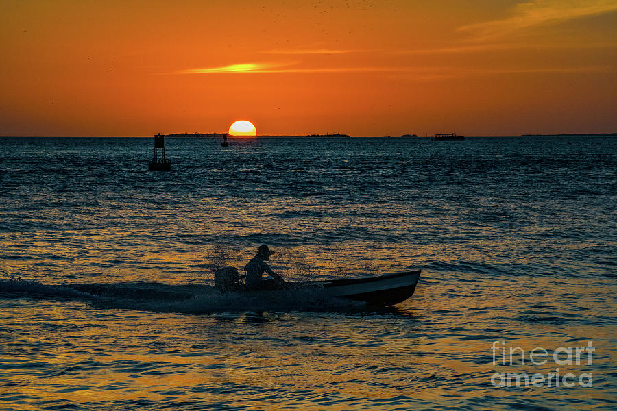Sunset Photograph - Boaters Sunset Wake by Neil Taitel