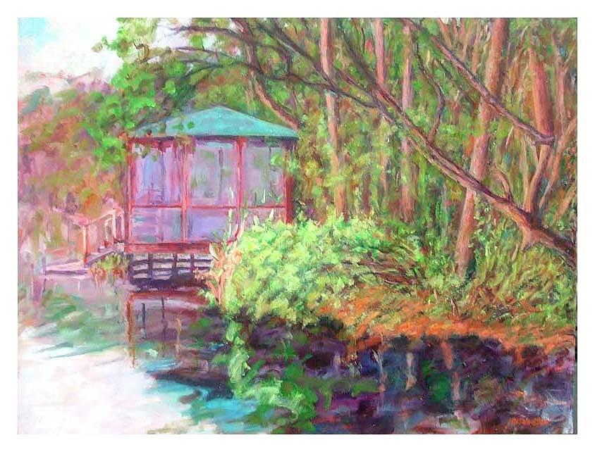 Meher Spiritual Center Painting - Boathouse Afternoon by Joe DiSabatino