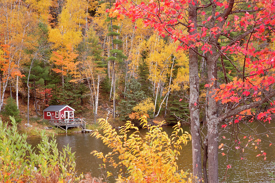 Marquette University Photograph - Boathouse In Autumn, Marquette, Michigan 12-color by Monte Nagler