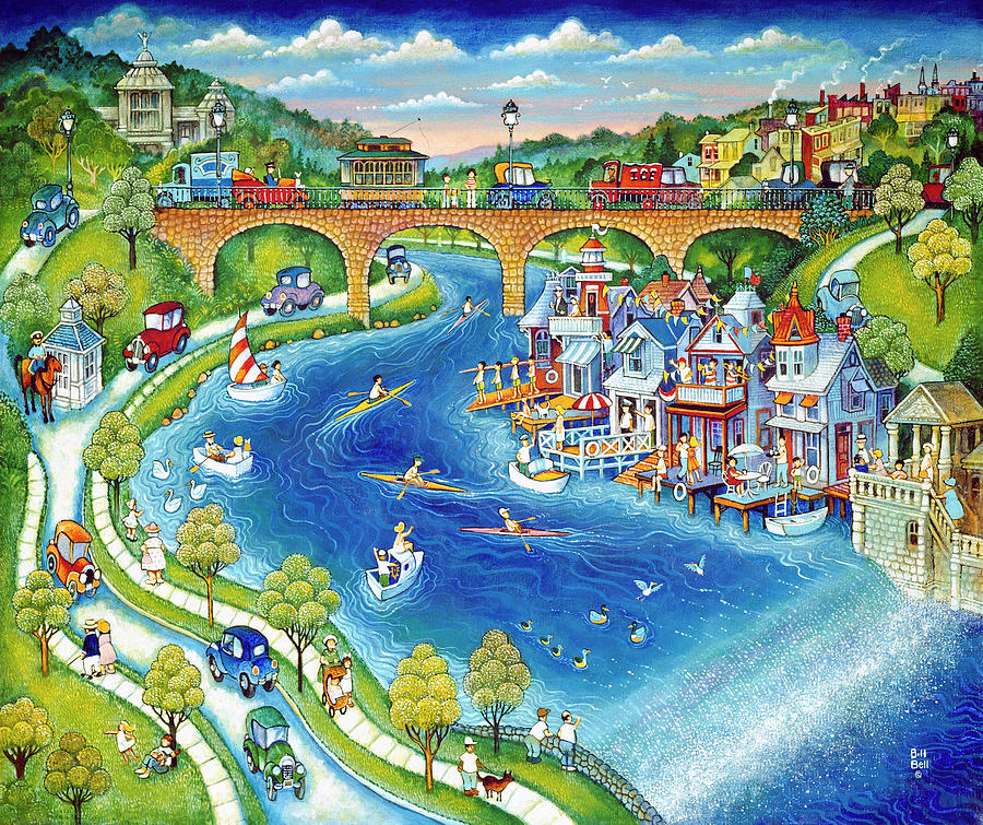 Boat Painting - Boathouse Row by Bill Bell