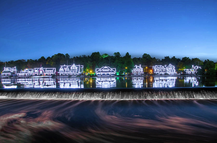 Boathouse Row Sparkling in the Night  Photograph by Bill Cannon