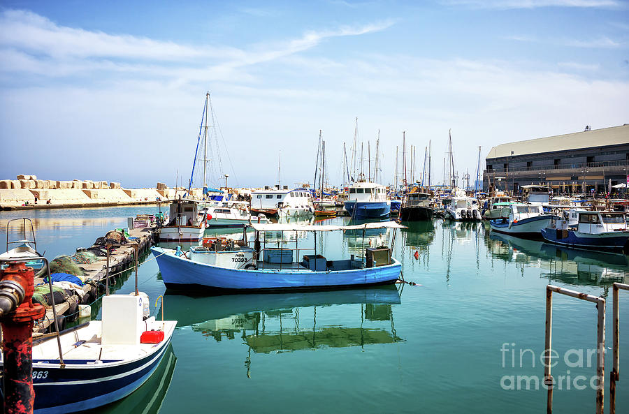 Boats at Jaffa Port in Israel Photograph by John Rizzuto