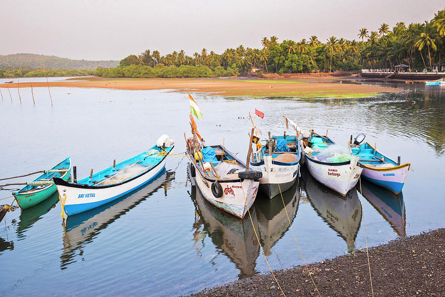 Boats At Talpona Beach, Goa, India Digital Art by Matt Williams-ellis