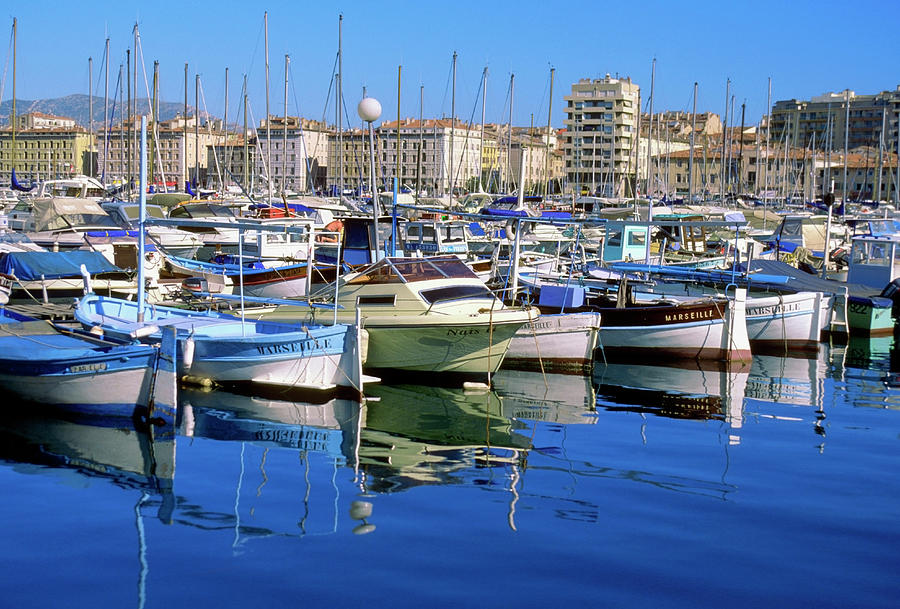 Boats Docked At A Harbor, Vieux Port Photograph by Medioimages/photodisc