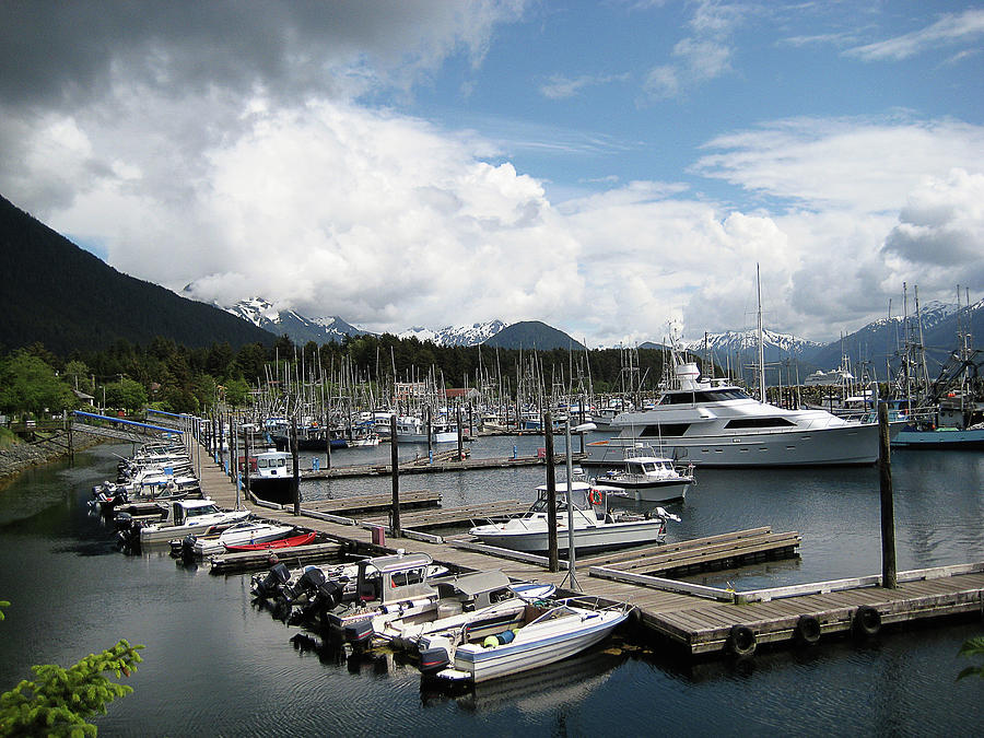 Nature Photograph - Boats Docked At Harbor In Sitka, Alaska by Kevin Reid