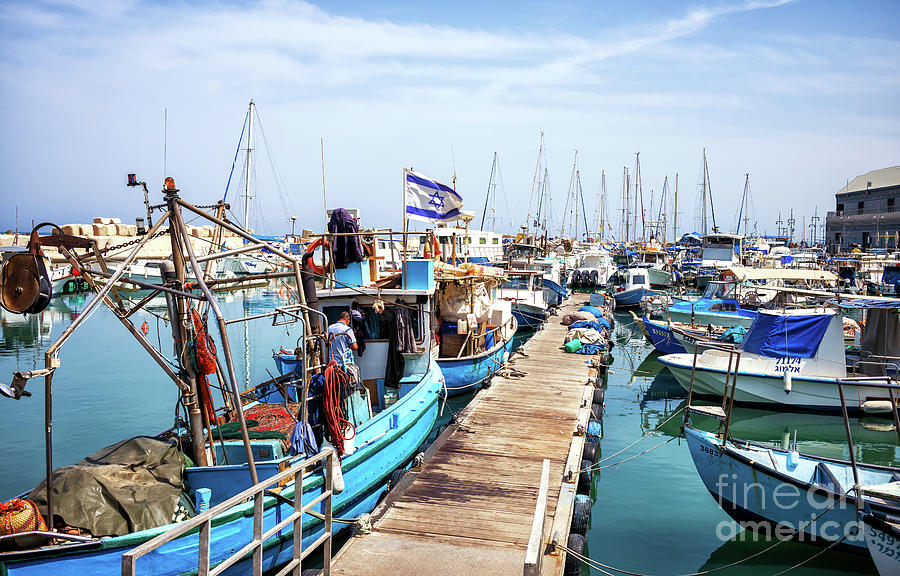 Boats Docked at Jaffa Port in Israel Photograph by John Rizzuto