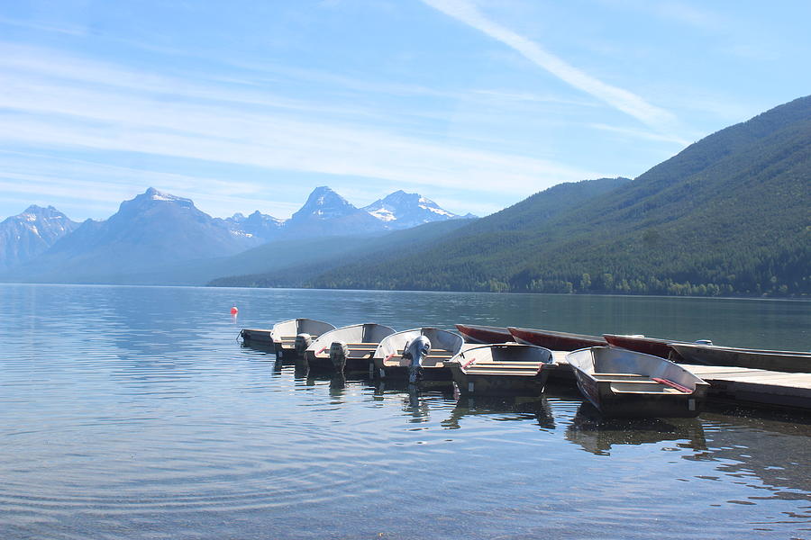 Boats Docked on Lake McDonald Photograph by Paula Daniels - Fine Art ...