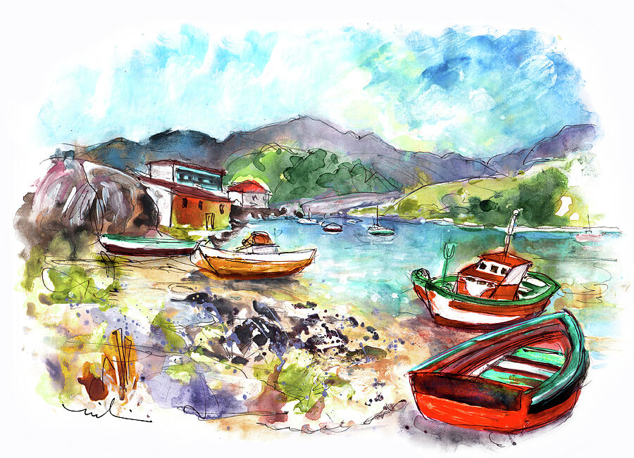 Boats In Ezaro In Galicia 03 Painting by Miki De Goodaboom