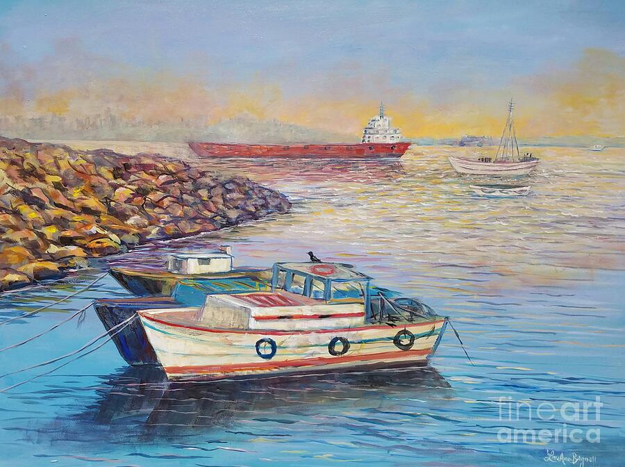 Boats in Istanbul Painting by Lou Ann Bagnall
