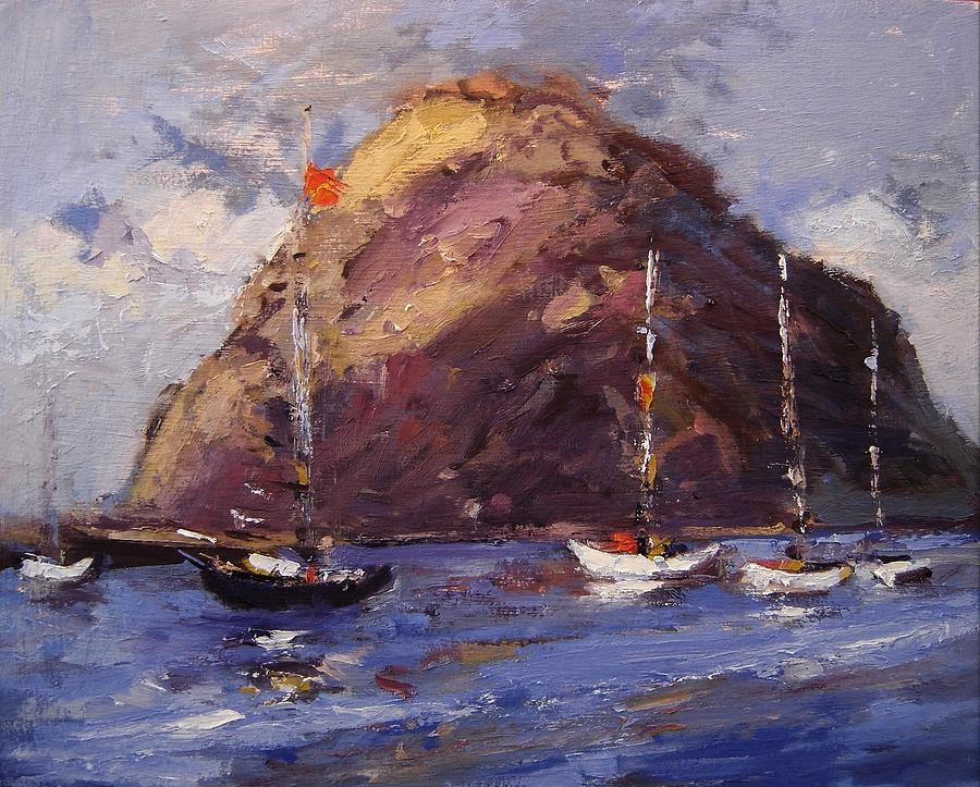 Boats in Morro Bay California Painting by R W Goetting