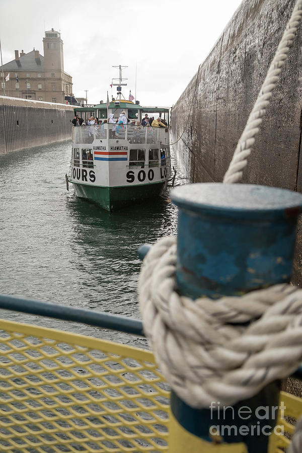Boat Photograph - Boats In Soo Locks by Jim West/science Photo Library