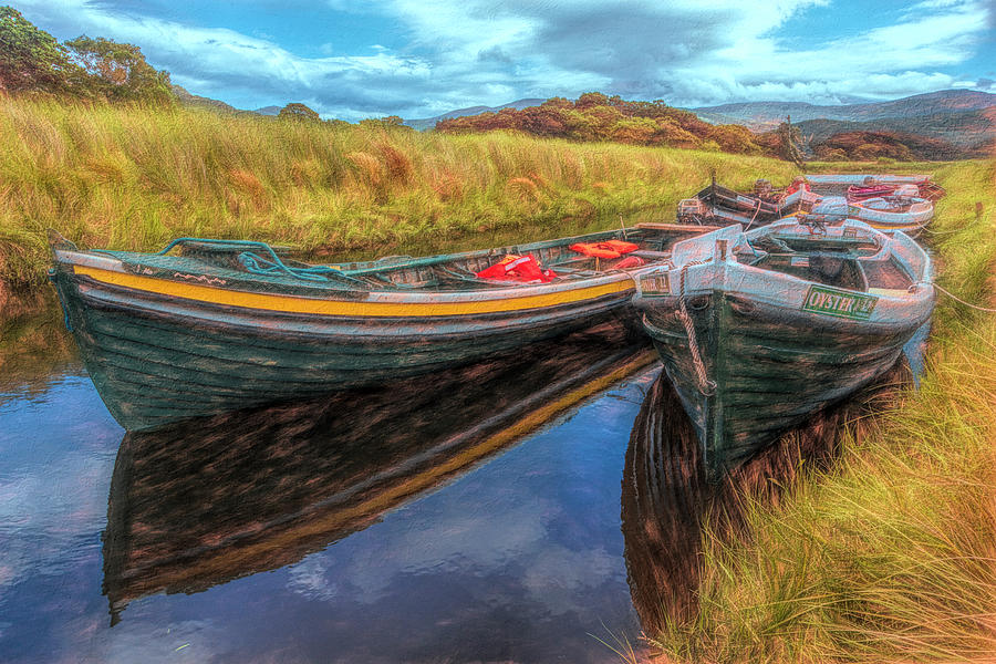 Boats in the Countryside Painting Photograph by Debra and Dave Vanderlaan