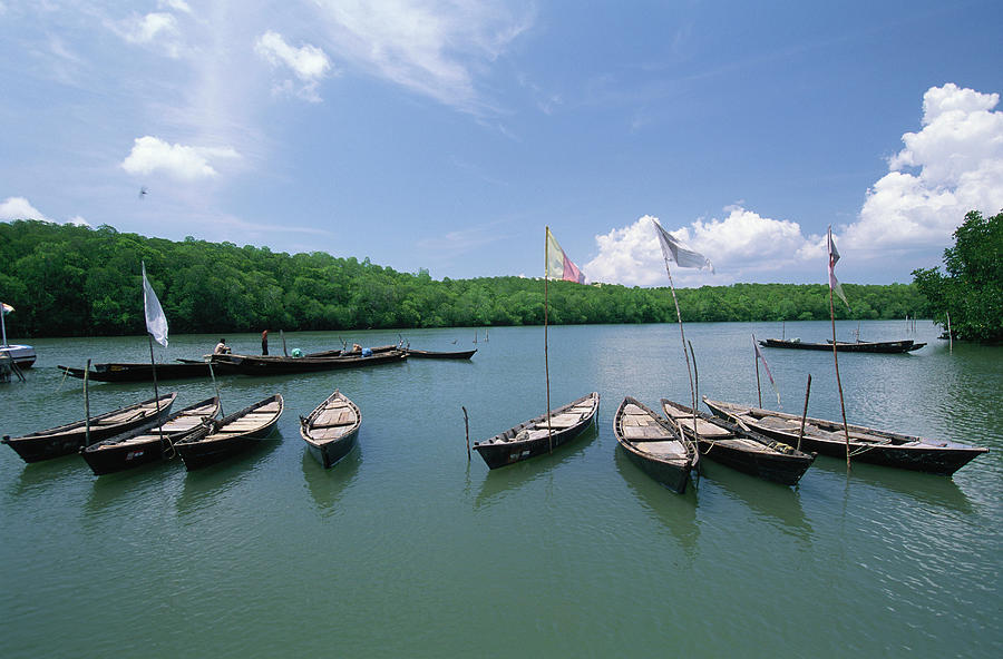 Boats In The Harbour At Kalighat, North Andaman Islands, India Photograph by Konrad Wothe