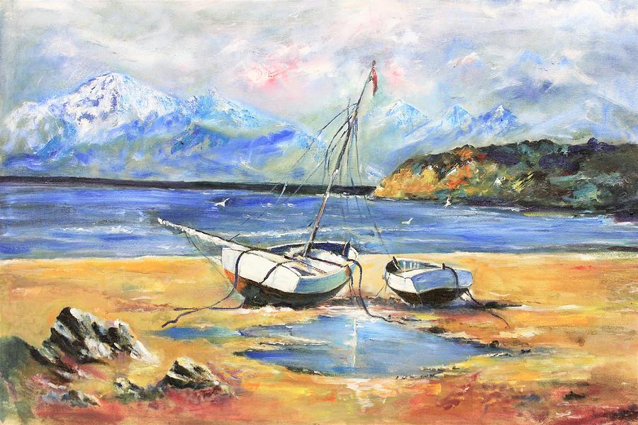 Boats Painting by Khalid Saeed