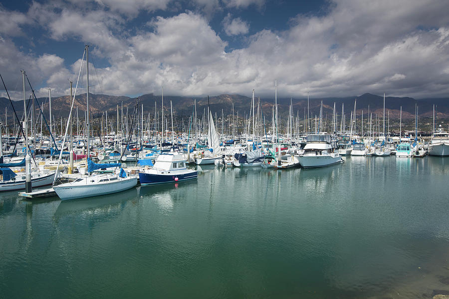 Boats Moored At A Harbor, Santa Barbara Photograph by Panoramic Images ...