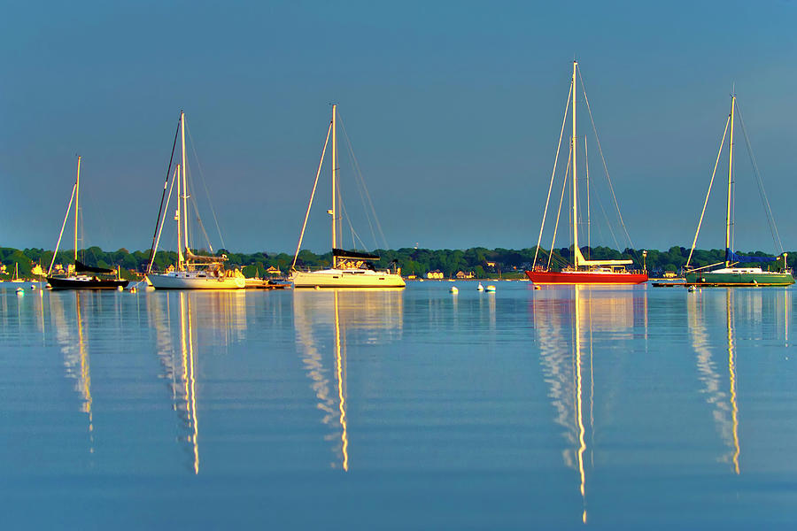 Boats, Narragansett Bay, Newport, Ri Digital Art by Claudia Uripos