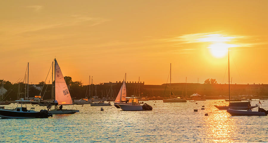 Boats, Narragansett Bay, Newport, Ri Digital Art by Laura Zeid