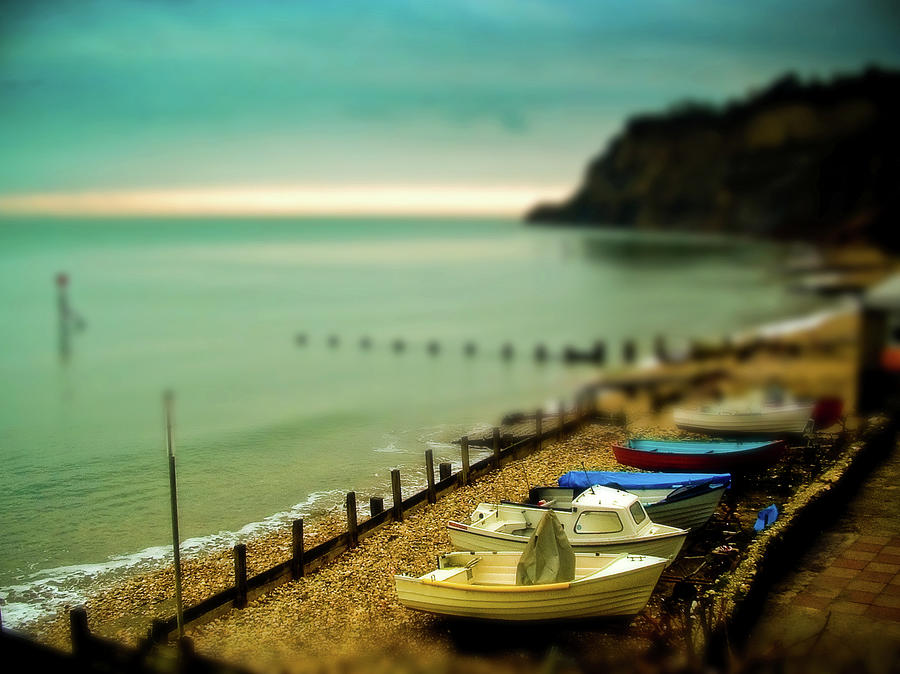Boats On Beach Photograph by Fotozo