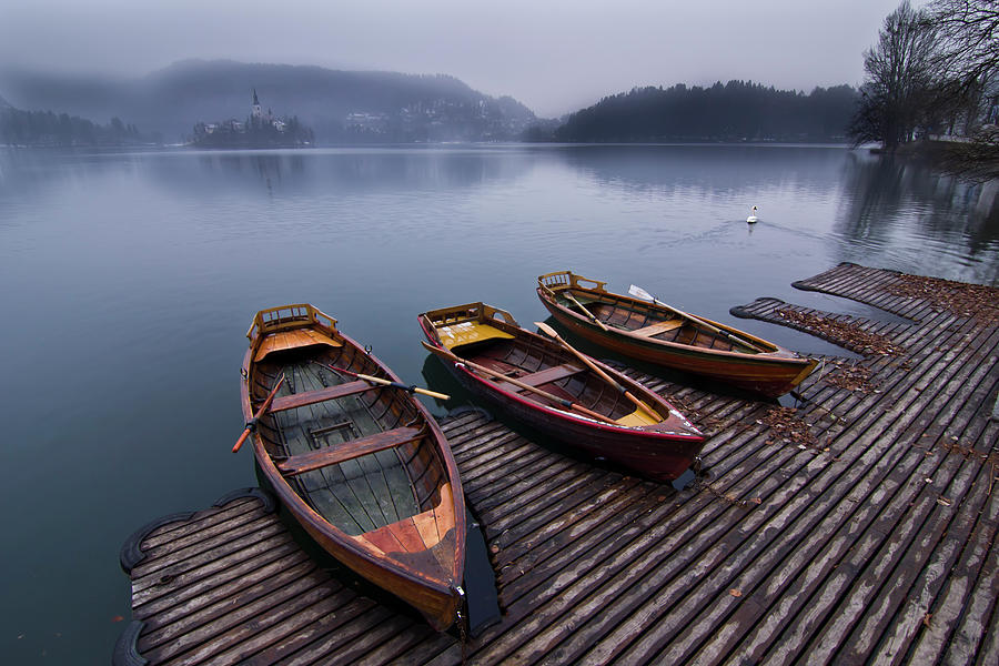 Boats On Lake Bled Photograph by Esslingerphoto.com