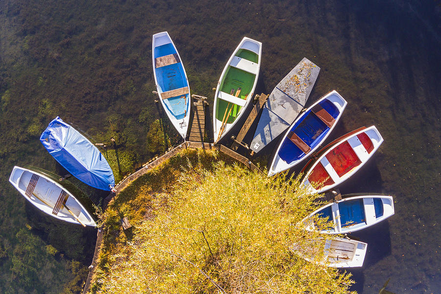 Boats On Lake Staffelsee, Blaues Land Digital Art by Christian Back
