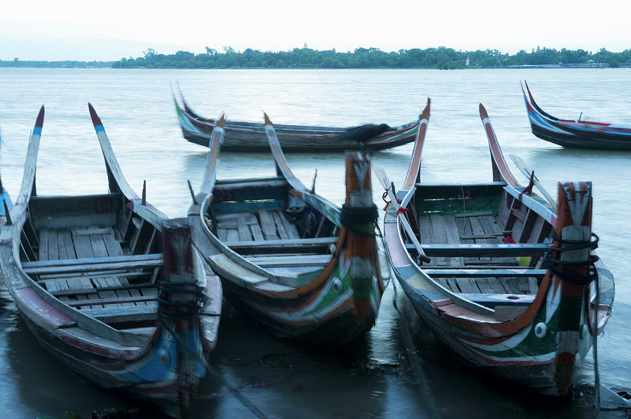 Boats On Taungthaman Lake, Mandalay Photograph by Cultura Exclusive/yellowdog