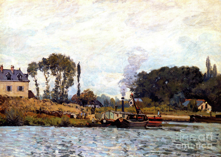 Boats On The Canal, 1873. Artist Alfred Drawing by Print Collector