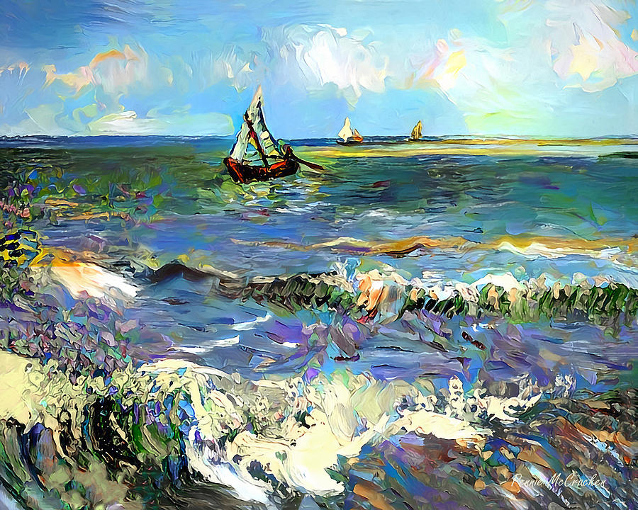 Boats on the Sea Digital Art by Pennie McCracken