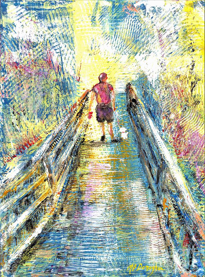 Bob and Pup on Boardwalk Painting by Patty Donoghue