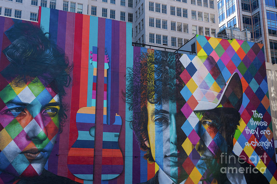 Bob Dylan Building Mural - Minneapolis Photograph by Jim Schmidt MN