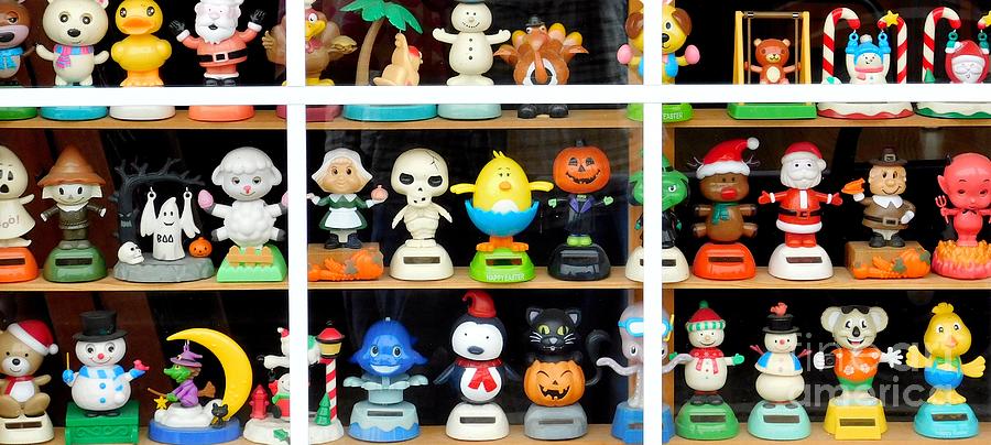 Halloween Photograph - Bobbleheads in store window in Schroon Lake NY in Adirondacks by Rose Santuci-Sofranko