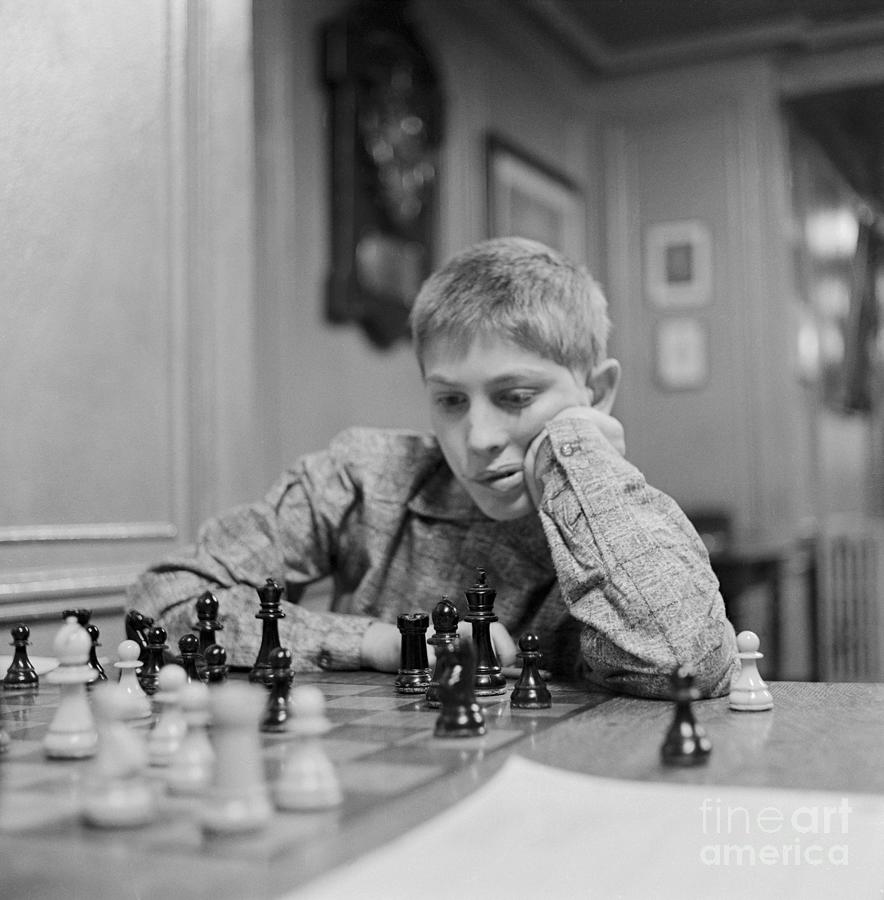 Chess Game Between Bobby Fischer by Bettmann