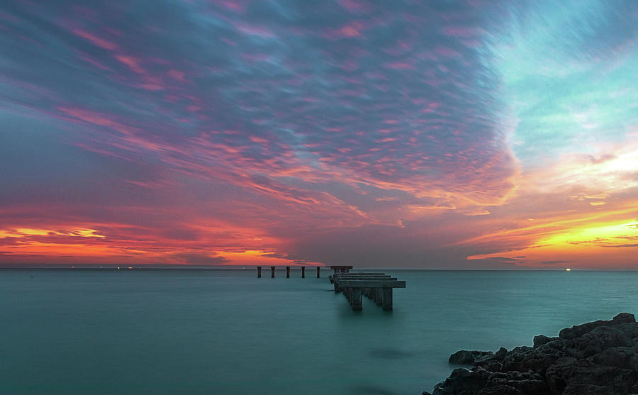 Boca Grande Old Fishing Pier Afterglow Sunset Photograph by Ron Wiltse